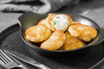 Potato pancakes. Vegetable fritters, latkes, draniki - popular dish in many countries 