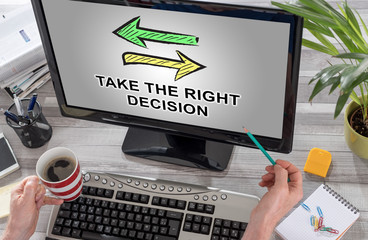 Right decision concept on a computer