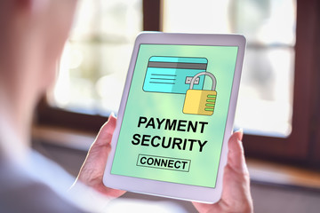 Payment security concept on a tablet