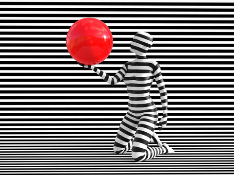 3D rendering of person breaking the pattern.