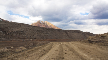 Grunge dirt road. Beautiful landscape. Spring