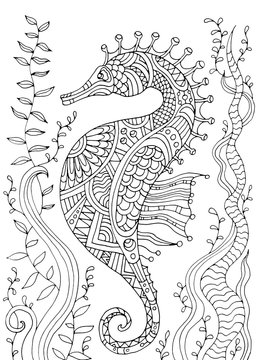 Hand drawing coloring for kids and adults. Beautiful drawings with patterns and small details. One of a series of coloring pictures.