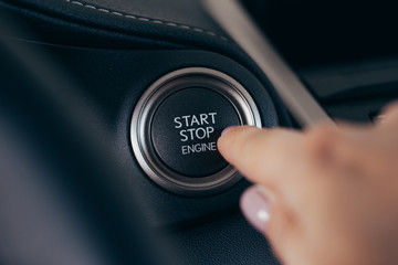 Start stop engine modern new car button