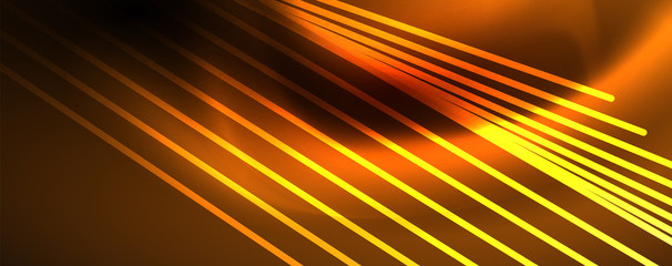 Shiny color neon light with lines, abstract wallpaper, shiny motion, magic space light. Techno abstract background