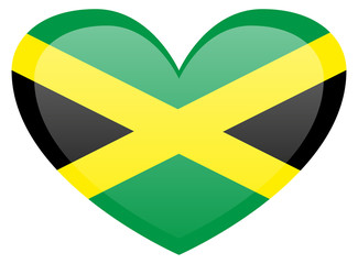 Waving flag of Jamaica. Fluttering textile jamaican flag. The Cross, Black, green, and gold.