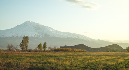 Beautiful view. Ararat mountains from Armenia