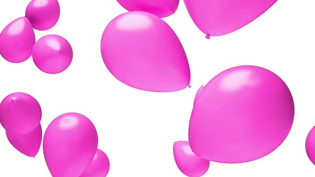 Floating bright pink balloons, 3D rendering. animation.