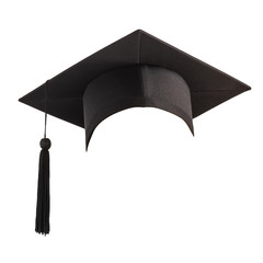 Graduation hat, Academic cap or Mortarboard in black isolated on white background with clipping...