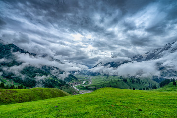 Beautiful cloud on mountain view Kashmir state, India