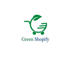 Green bag online shop logo template vector