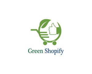 Green bag online shop logo template vector