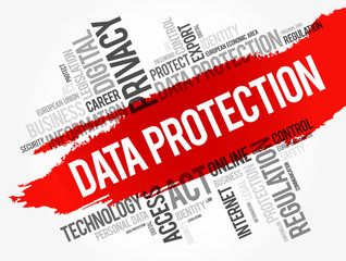 Data Protection word cloud collage, technology concept background