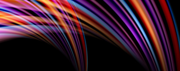 Fluid color swirls on black. Modern background with trendy design