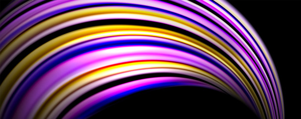 Fluid color waves with light effects, vector abstract background