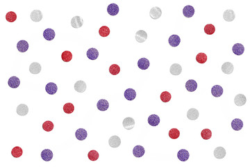 Red blue and silver glitter dot paper cut background - isolated