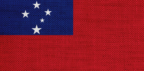 Fahne der Samoa auf altem Leinen