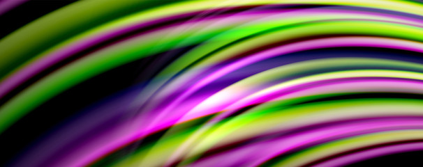 Fluid color waves with light effects, vector abstract background