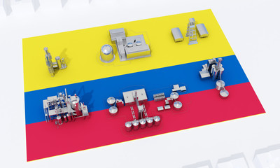 industrial plants on flag Colombia