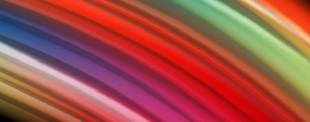 Abstract wave lines fluid rainbow style color stripes on black background. Artistic illustration for presentation, app wallpaper, banner or poster