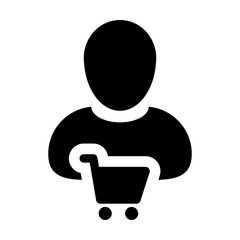 User icon vector male customer person profile avatar symbol for shopping in Glyph Pictogram illustration