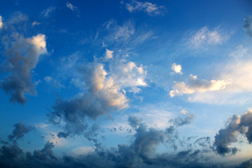 Naklejka na ściany i meble Clouds and blue sky background with copy space.