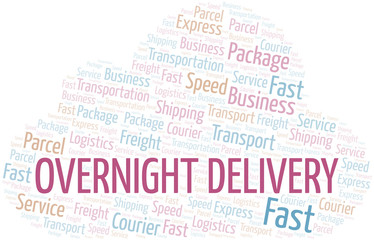 Overnight Delivery word cloud. Wordcloud made with text only.