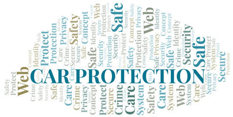 Car Protection word cloud. Wordcloud made with text only.