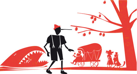 pinocchio silhouette vector illustration