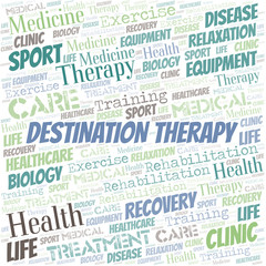 Destination Therapy word cloud. Wordcloud made with text only.