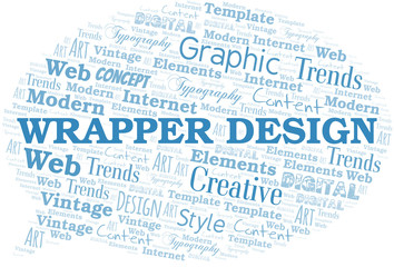 Fototapeta premium Wrapper Design word cloud. Wordcloud made with text only.