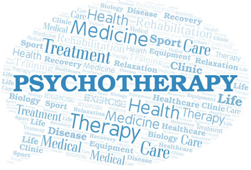 Psychotherapy word cloud. Wordcloud made with text only.