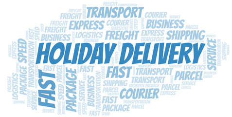 Holiday Delivery word cloud. Wordcloud made with text only.