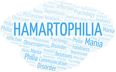 Hamartophilia word cloud. Type of Philia.