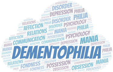 Dementophilia word cloud. Type of Philia.