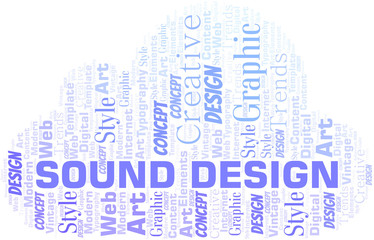 Obraz premium Sound Design word cloud. Wordcloud made with text only.