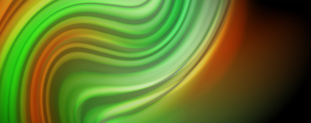 Fluid liquid color wave lines, glowing colorful light effect, abstract composition template. Geometric technology abstract pattern. Movement concept