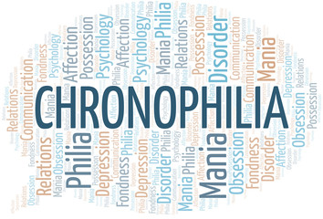 Chronophilia word cloud. Type of Philia.