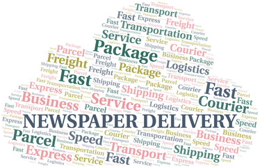 Newspaper Delivery word cloud. Wordcloud made with text only.