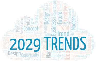 2029 Trends word cloud. Wordcloud made with text only.