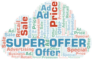 Super Offer word cloud. Wordcloud made with text only.