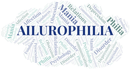 Fototapeta premium Ailurophilia word cloud. Type of Philia.