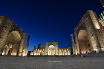 Registan square at night. Samarkand. Uzbekistan