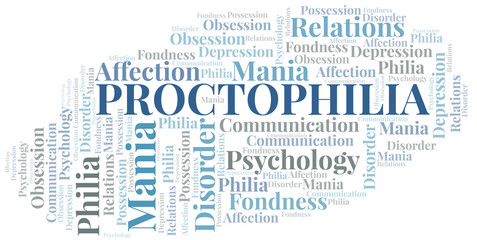 Proctophilia word cloud. Type of Philia.