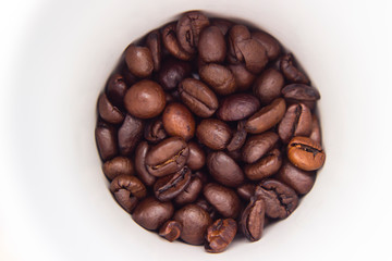 Coffee beans in a cup