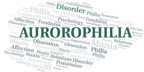 Aurorophilia word cloud. Type of Philia.