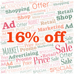 Fototapeta premium 16% Off word cloud. Wordcloud made with text only.