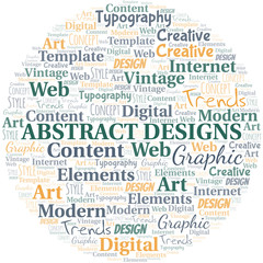 Abstract Designs word cloud. Wordcloud made with text only.