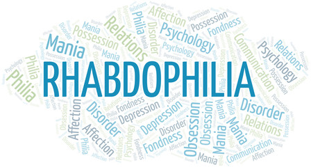 Fototapeta premium Rhabdophilia word cloud. Type of Philia.