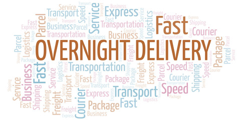 Obraz premium Overnight Delivery word cloud. Wordcloud made with text only.