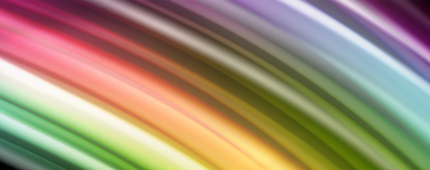Abstract wave lines fluid rainbow style color stripes on black background. Artistic illustration for presentation, app wallpaper, banner or poster